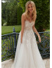 Beaded Ivory Lace Tulle Fairytale Wedding Dress With Detachable Sleeves